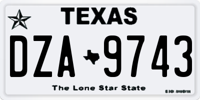 TX license plate DZA9743