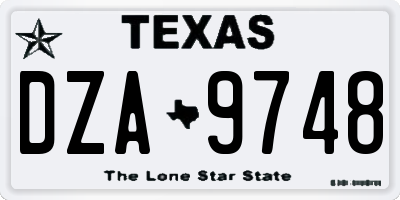 TX license plate DZA9748