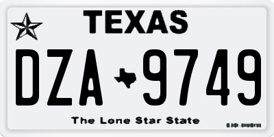 TX license plate DZA9749
