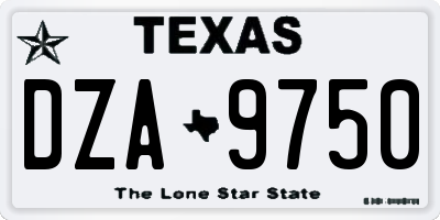 TX license plate DZA9750