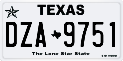 TX license plate DZA9751