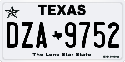 TX license plate DZA9752