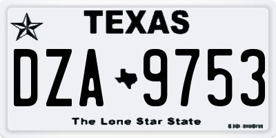 TX license plate DZA9753