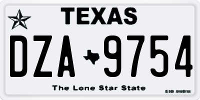 TX license plate DZA9754