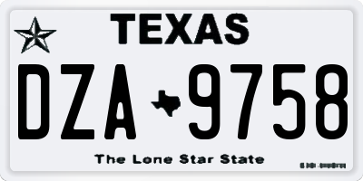 TX license plate DZA9758