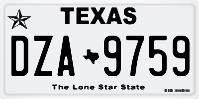 TX license plate DZA9759