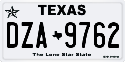 TX license plate DZA9762
