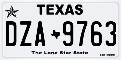 TX license plate DZA9763