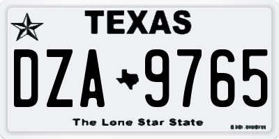TX license plate DZA9765