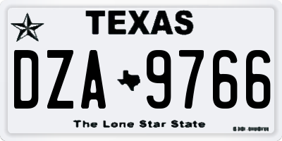 TX license plate DZA9766