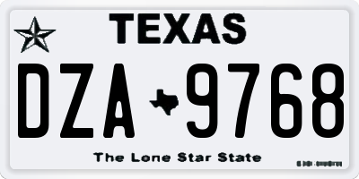 TX license plate DZA9768