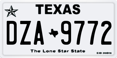 TX license plate DZA9772