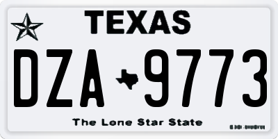 TX license plate DZA9773