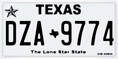 TX license plate DZA9774