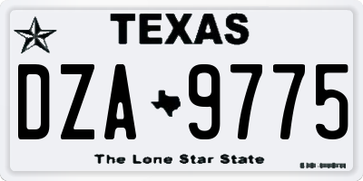 TX license plate DZA9775