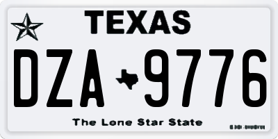 TX license plate DZA9776