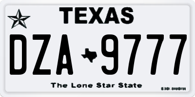 TX license plate DZA9777