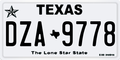 TX license plate DZA9778
