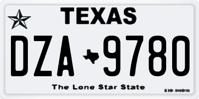 TX license plate DZA9780