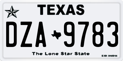 TX license plate DZA9783