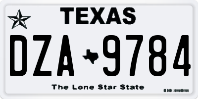 TX license plate DZA9784