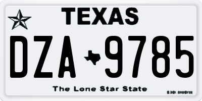 TX license plate DZA9785