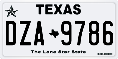 TX license plate DZA9786