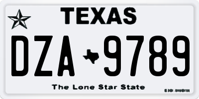TX license plate DZA9789