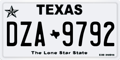 TX license plate DZA9792