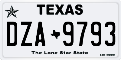 TX license plate DZA9793