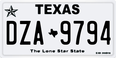 TX license plate DZA9794