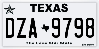 TX license plate DZA9798