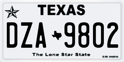 TX license plate DZA9802