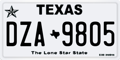 TX license plate DZA9805