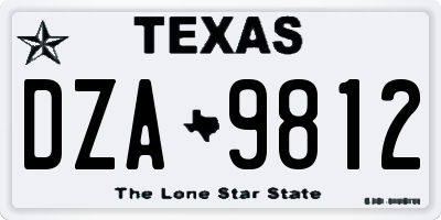 TX license plate DZA9812