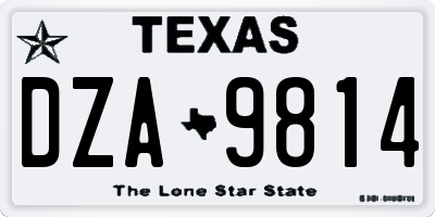 TX license plate DZA9814