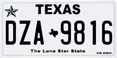TX license plate DZA9816
