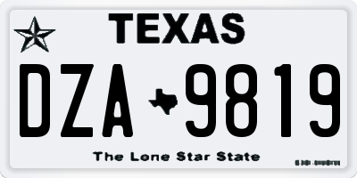 TX license plate DZA9819