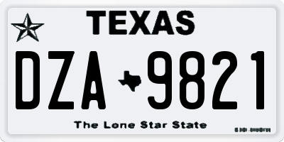 TX license plate DZA9821