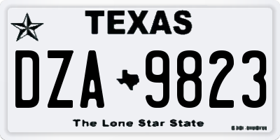 TX license plate DZA9823