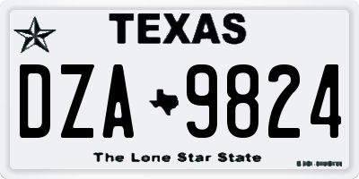 TX license plate DZA9824