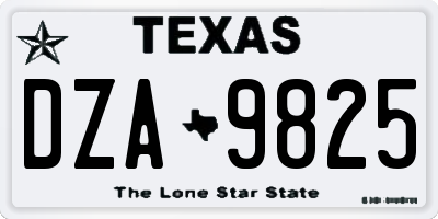 TX license plate DZA9825