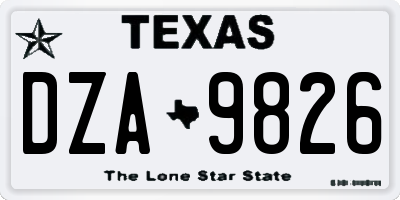 TX license plate DZA9826