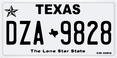 TX license plate DZA9828