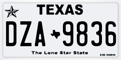 TX license plate DZA9836