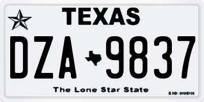 TX license plate DZA9837