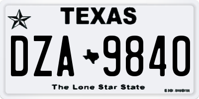 TX license plate DZA9840