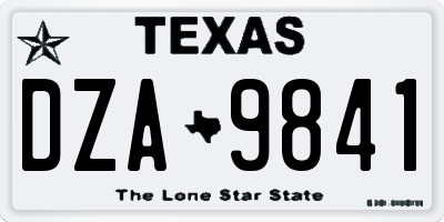 TX license plate DZA9841