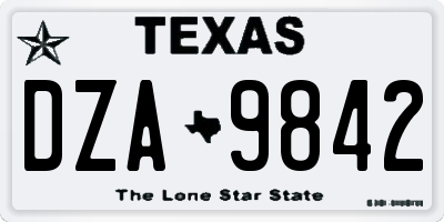 TX license plate DZA9842