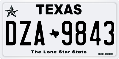 TX license plate DZA9843